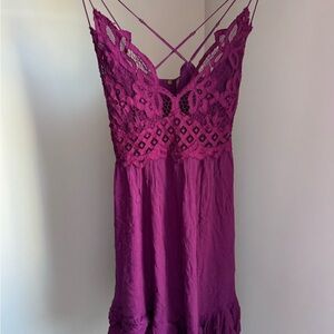 Free People Purple Lace Mini Dress